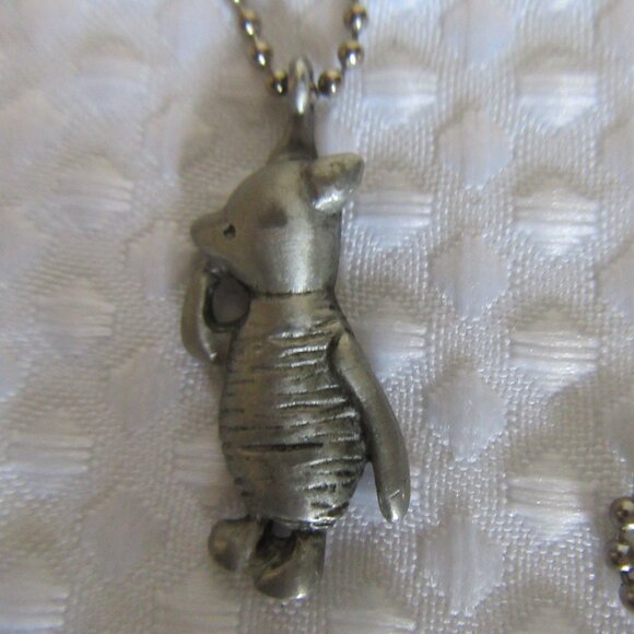 Pewter Winnie the pooh Piglet Necklace Pendant on a Sink Chain - Picture 1 of 9
